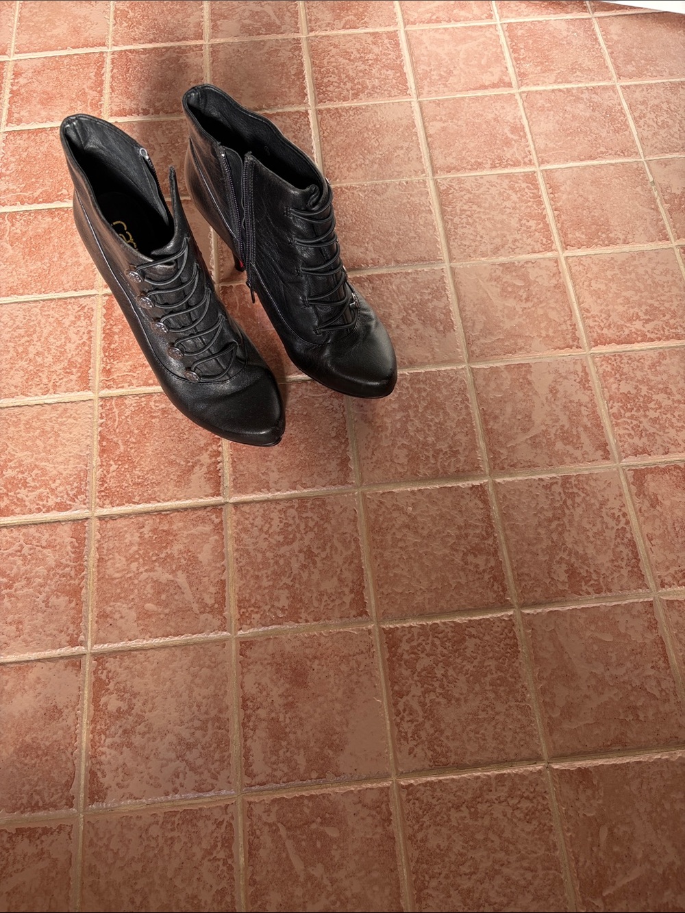 Black Lace-Up Pointed Ankle Boots